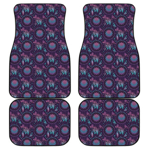 Purple And Teal Dream Catcher Print Front and Back Car Floor Mats