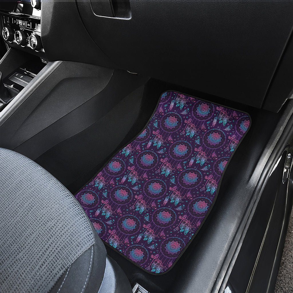 Purple And Teal Dream Catcher Print Front and Back Car Floor Mats