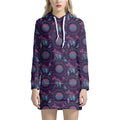Purple And Teal Dream Catcher Print Pullover Hoodie Dress