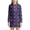 Purple And Teal Dream Catcher Print Hoodie Dress