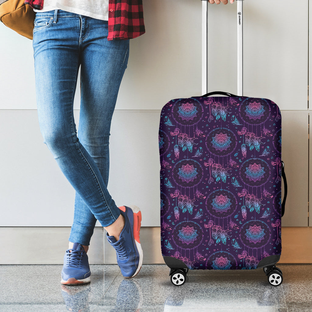 Purple And Teal Dream Catcher Print Luggage Cover