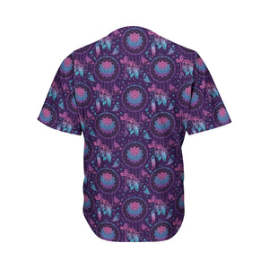 Purple And Teal Dream Catcher Print Men's Baseball Jersey