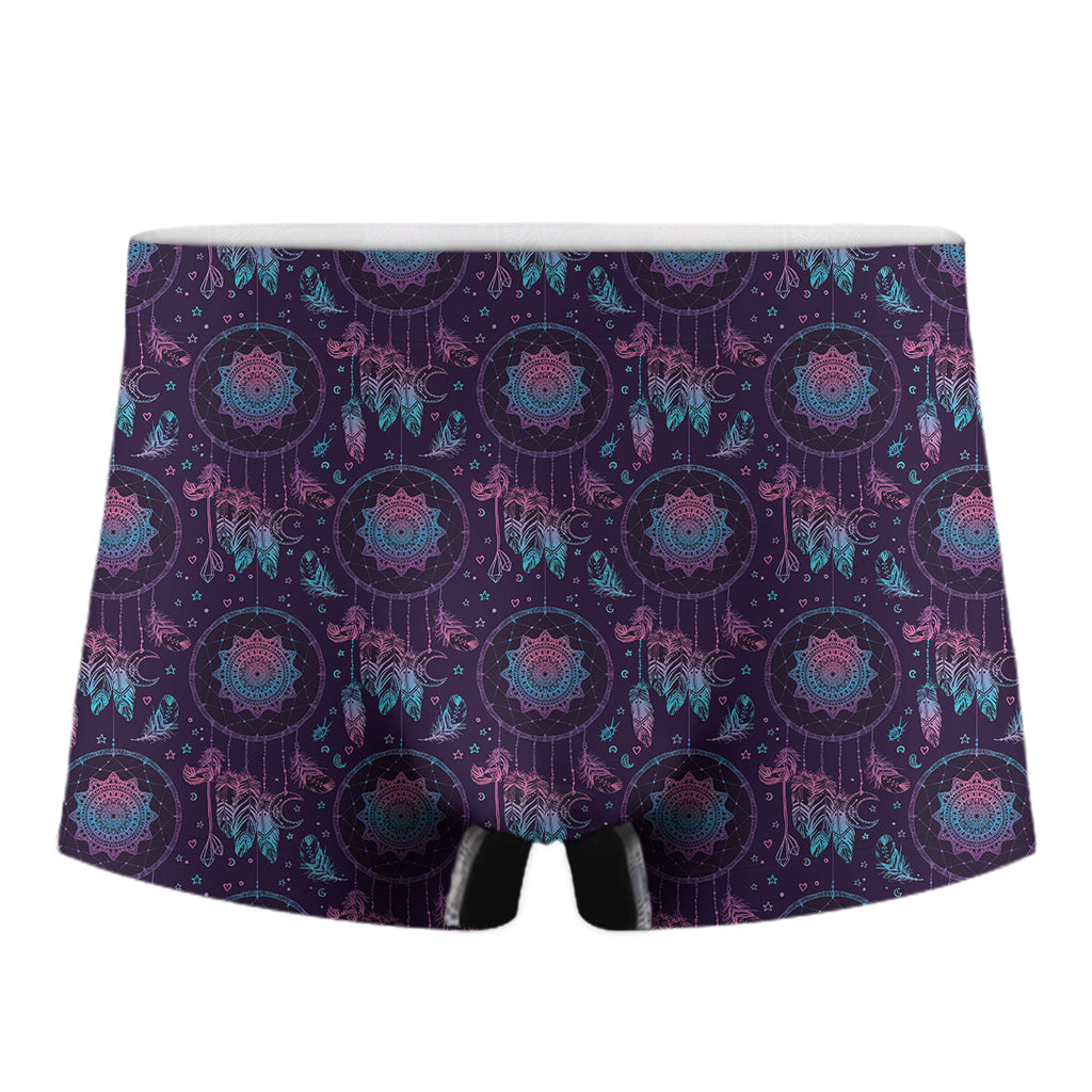 Purple And Teal Dream Catcher Print Men's Boxer Briefs