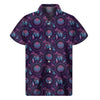 Purple And Teal Dream Catcher Print Men's Short Sleeve Shirt