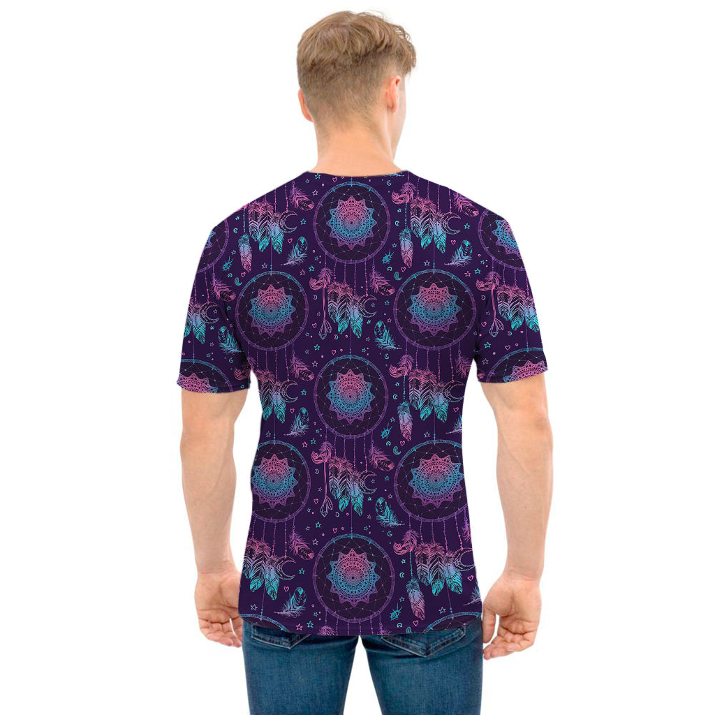 Purple And Teal Dream Catcher Print Men's T-Shirt