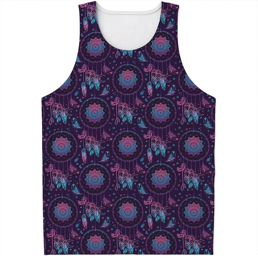 Purple And Teal Dream Catcher Print Men's Tank Top