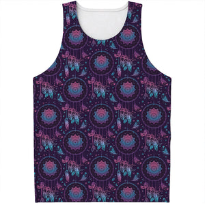 Purple And Teal Dream Catcher Print Men's Tank Top