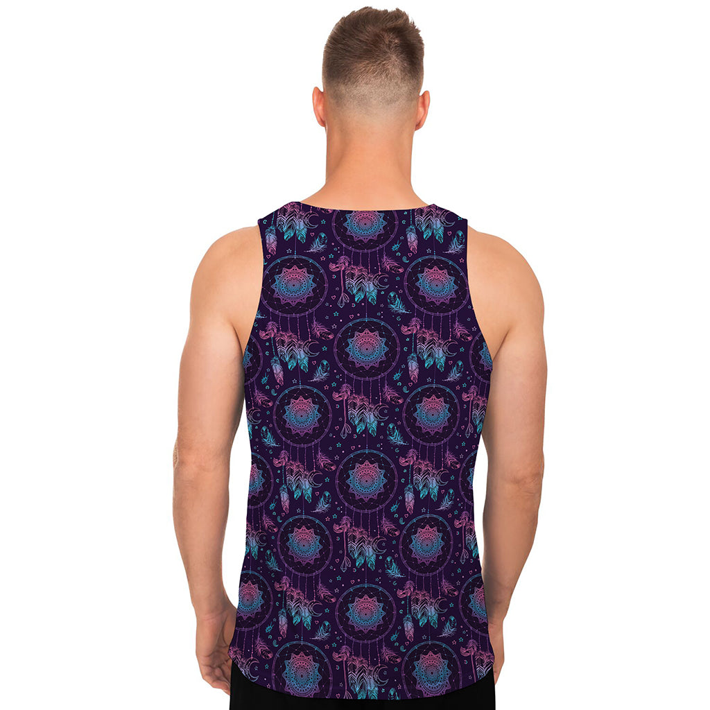 Purple And Teal Dream Catcher Print Men's Tank Top