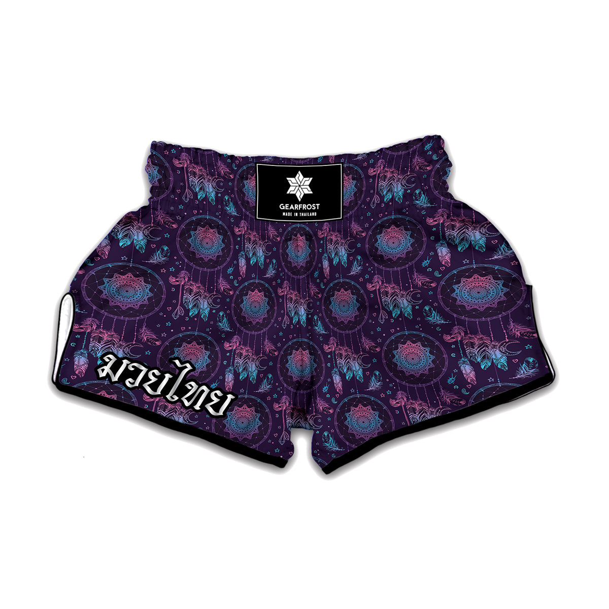 Purple And Teal Dream Catcher Print Muay Thai Boxing Shorts