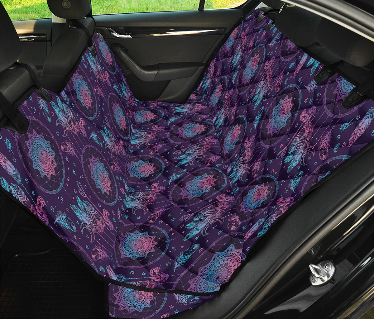 Purple And Teal Dream Catcher Print Pet Car Back Seat Cover