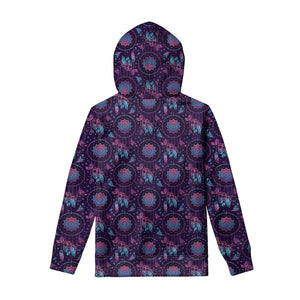 Purple And Teal Dream Catcher Print Pullover Hoodie