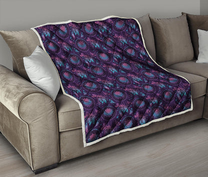 Purple And Teal Dream Catcher Print Quilt