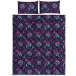 Purple And Teal Dream Catcher Print Quilt Bed Set