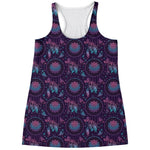 Purple And Teal Dream Catcher Print Women's Racerback Tank Top