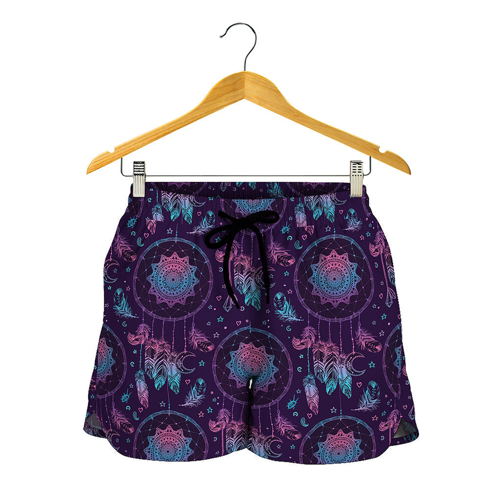 Purple And Teal Dream Catcher Print Women's Shorts