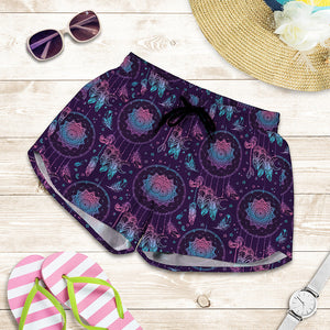 Purple And Teal Dream Catcher Print Women's Shorts