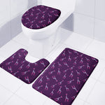 Purple And Teal Giraffe Pattern Print 3 Piece Bath Mat Set