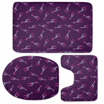 Purple And Teal Giraffe Pattern Print 3 Piece Bath Mat Set