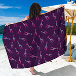 Purple And Teal Giraffe Pattern Print Beach Sarong Wrap
