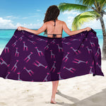 Purple And Teal Giraffe Pattern Print Beach Sarong Wrap