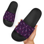Purple And Teal Giraffe Pattern Print Black Slide Sandals