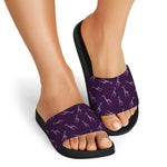 Purple And Teal Giraffe Pattern Print Black Slide Sandals