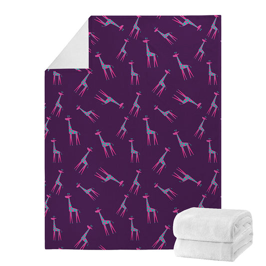 Purple And Teal Giraffe Pattern Print Blanket