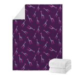 Purple And Teal Giraffe Pattern Print Blanket