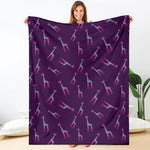 Purple And Teal Giraffe Pattern Print Blanket