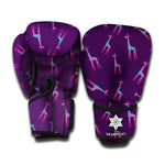 Purple And Teal Giraffe Pattern Print Boxing Gloves