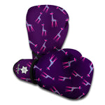 Purple And Teal Giraffe Pattern Print Boxing Gloves