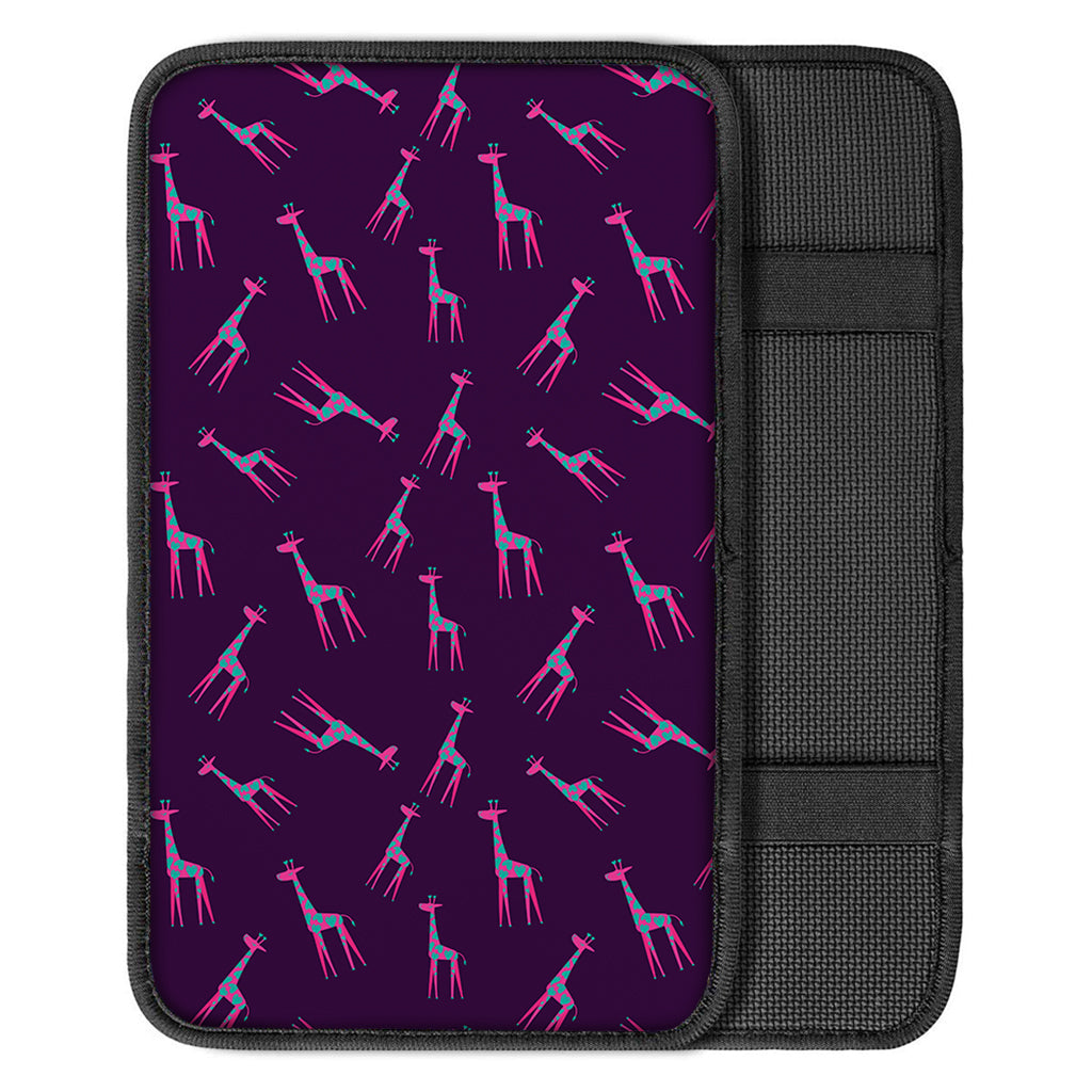 Purple And Teal Giraffe Pattern Print Car Center Console Cover