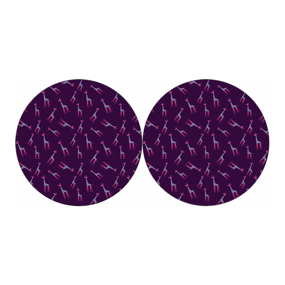 Purple And Teal Giraffe Pattern Print Car Coasters