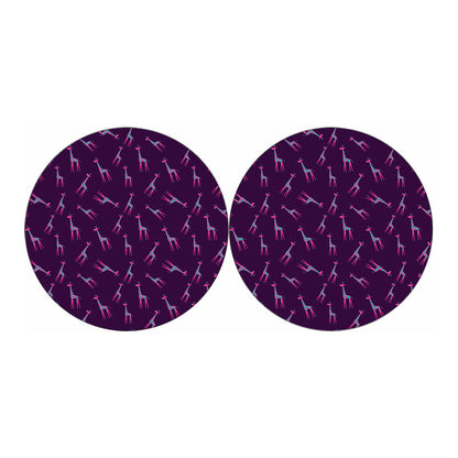 Purple And Teal Giraffe Pattern Print Car Coasters