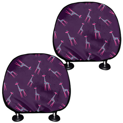 Purple And Teal Giraffe Pattern Print Car Headrest Covers