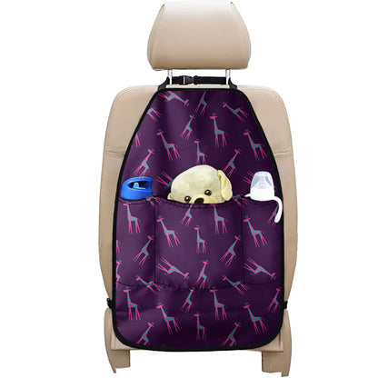 Purple And Teal Giraffe Pattern Print Car Seat Organizers
