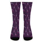 Purple And Teal Giraffe Pattern Print Crew Socks