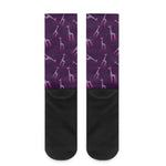Purple And Teal Giraffe Pattern Print Crew Socks