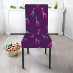 Purple And Teal Giraffe Pattern Print Dining Chair Slipcover