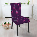 Purple And Teal Giraffe Pattern Print Dining Chair Slipcover