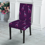 Purple And Teal Giraffe Pattern Print Dining Chair Slipcover