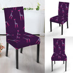 Purple And Teal Giraffe Pattern Print Dining Chair Slipcover