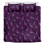 Purple And Teal Giraffe Pattern Print Duvet Cover Bedding Set