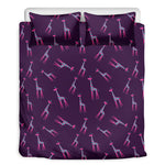 Purple And Teal Giraffe Pattern Print Duvet Cover Bedding Set