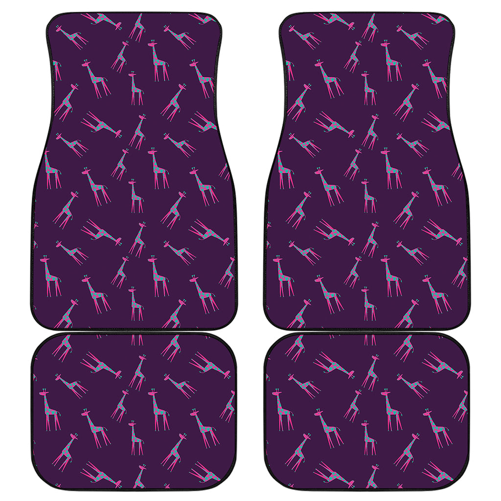 Purple And Teal Giraffe Pattern Print Front and Back Car Floor Mats