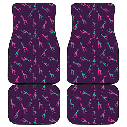 Purple And Teal Giraffe Pattern Print Front and Back Car Floor Mats