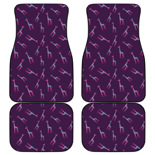 Purple And Teal Giraffe Pattern Print Front and Back Car Floor Mats