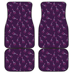 Purple And Teal Giraffe Pattern Print Front and Back Car Floor Mats