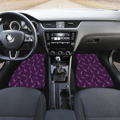 Purple And Teal Giraffe Pattern Print Front and Back Car Floor Mats
