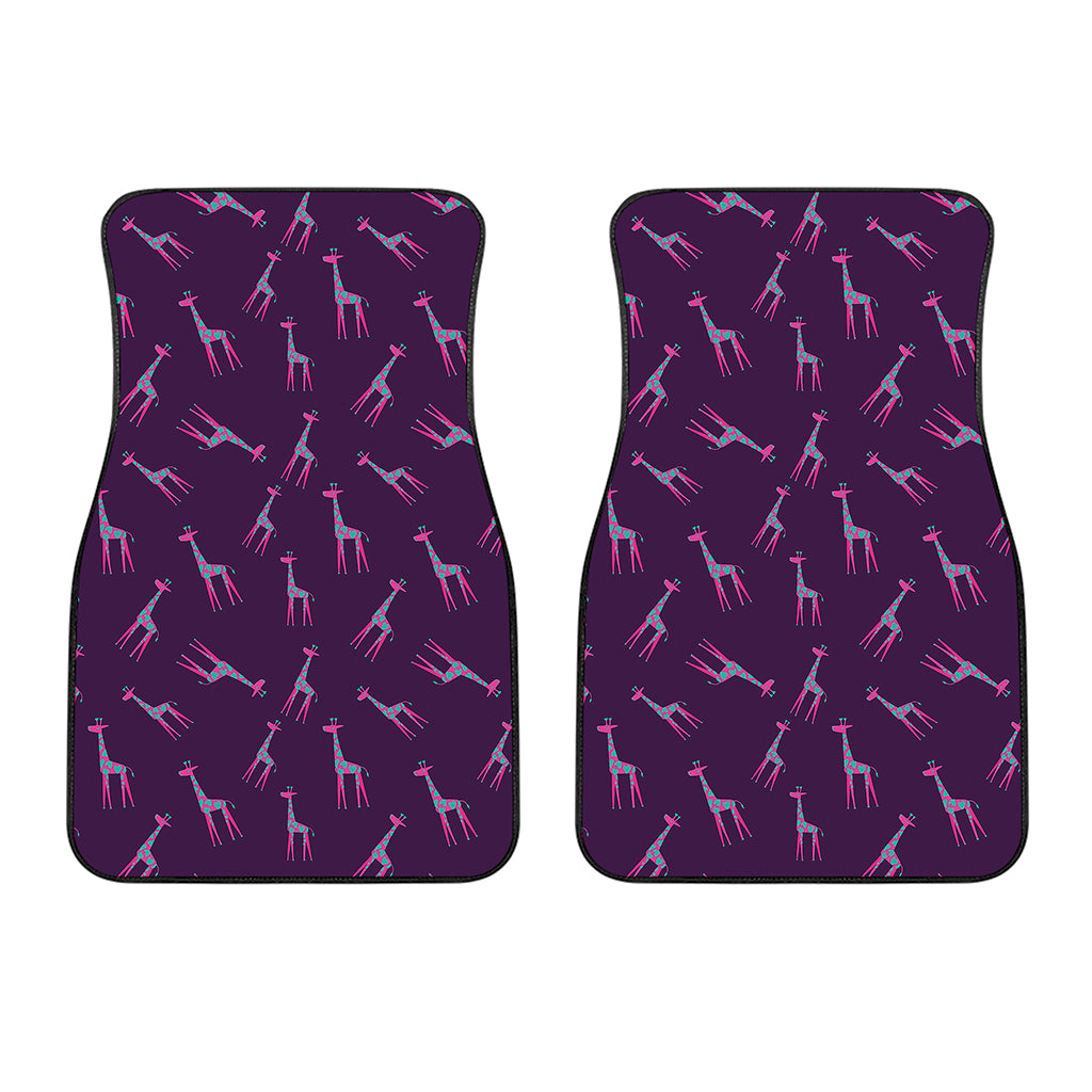 Purple And Teal Giraffe Pattern Print Front Car Floor Mats